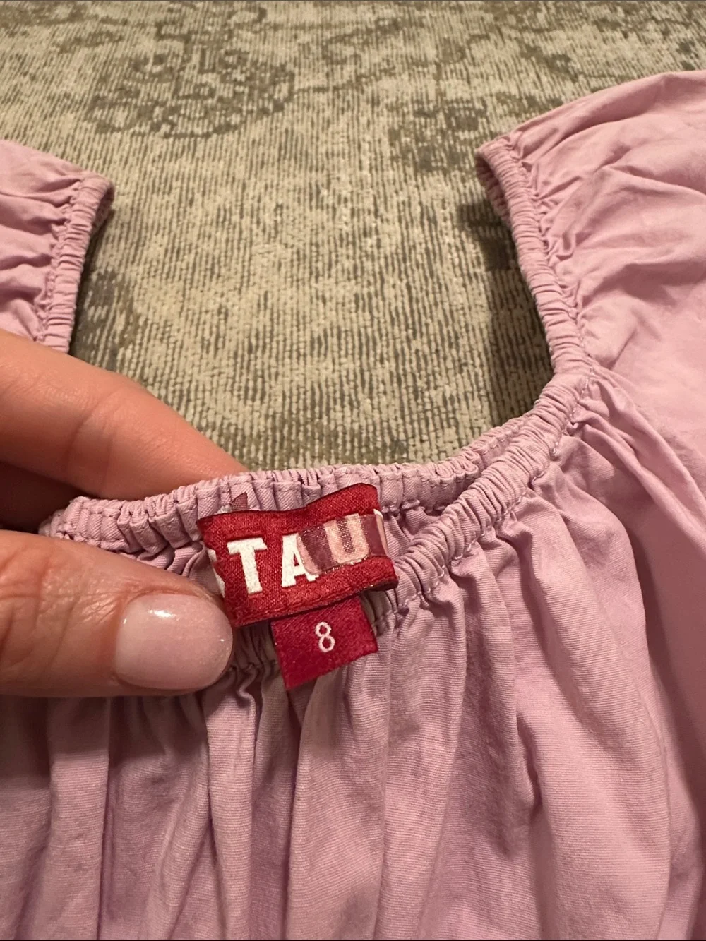 STAUD Pink Puff-Sleeve Smocked Peplum Blouse
